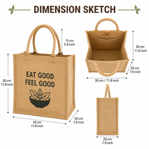 ถุงช้อปปิ้งผ้ากระสอบขนาดใหญ่พร้อมหูหิ้วสำหรับใส่ของชำ รุ่น Eat Good Feel Good - Product Image 2