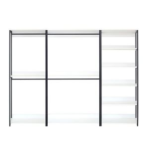 Fiona 111 In. Sistema Armadio e Organizzatore in Legno Bianco Autoportante a 3 Torri con 7 Ripiani e Struttura in Metallo per Cabina Armadio - Product Image 1