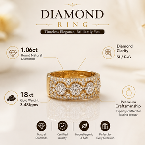 Anillo de diamantes redondos naturales de 1,06 quilates |   Anillo de Diamantes en Oro Amarillo de 18K |   Anillo de Diamantes SI para Aniversario de Bodas para Mujer, Joyería Fina - Product Image 5