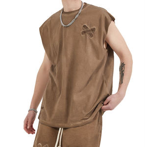 Débardeur sans manches pour homme, col rond, marron uni, tricoté, coupe classique, décontracté - Product Image 4
