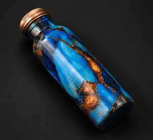 Antique Printed Pure <b>Copper</b> <b>Water</b> <b>Bottle</b> with Unique work Drinkware with Ayurveda Yoga Benefits <b>Copper</b> <b>Bottle</b> Pure <b>copper</b> <b>water</b> - Product Image 1