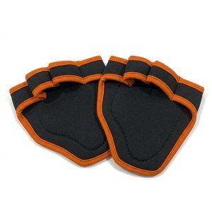 Protège-paume en néoprène noir et orange avec sangles auto-agrippantes réglables pour la gym, le fitness, le tennis – Protection professionnelle unisexe (paire) - Product Image 2