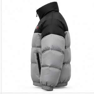 Top Quality Men's Two Tone Puffer Jacket Black <b>Grey</b> Color block <b>Stand</b> Collar Windproof Heavyweight Winter <b>Coat</b> OEM - Product Image 4