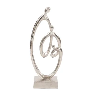 Escultura Abstracta de Metal Plateado, Forma Irregular, Decoración Artística Contemporánea para el Hogar, Técnica de Fundición - Product Image 1