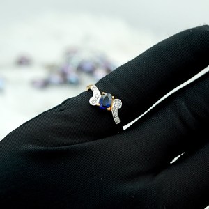 Blue Sapphire <b>Ring</b> 925 Sterling Silver 14K Gold Plated September Birthstone Jewelry <b>Dainty</b> <b>Ring</b> Gift For Women - Product Image 3