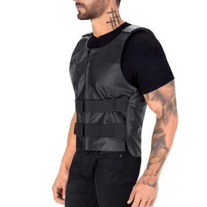 Gilet en cuir véritable sans manches élégant pour homme, gilet de motard respirant et antibactérien pour homme - Product Image 3