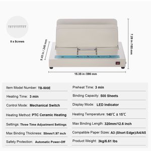 500 Sheet Thermal <b>Binding</b> <b>Machine</b> <b>Book</b> Binder with 50mm Capacity A3/ A4 Short Edge - Product Image 1