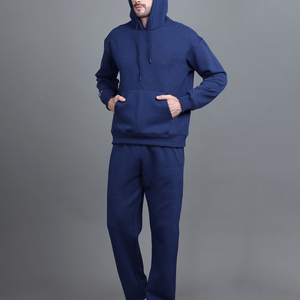 Custom Logo Two Piece Winter Hooded Cut Raw Hem Edge Hoodie <b>Sweatpants</b> <b>Set</b> 3D for Cotton Terry Lightweight Jogger with OEM ODM - Product Image 2