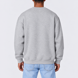 <b>Men's</b> <b>Grey</b> Crew Neck <b>Sweatshirt</b> Regular Fit Cotton Fleece Pullover Casual Solid Long Sleeve Top Autumn - Product Image 2