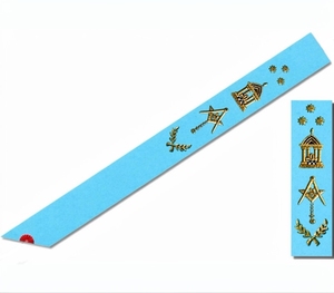 Master Sash Prestige French Groussier Rite Temple Moire Broderie à la main en fil de soie doré - Product Image 1