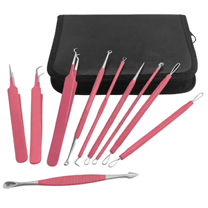 Kit de 10 Herramientas para Eliminar Puntos Negros y Espinillas, Extractor de Acné de Acero Inoxidable Rosa, Herramientas de Belleza para el Cuidado de la Piel - Product Image 3