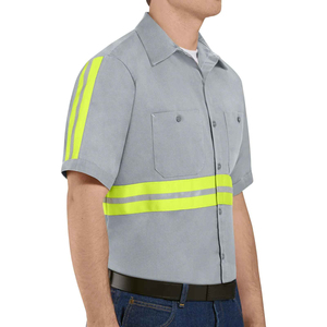 Short Sleeve Reflective Safety Work <b>Shirt</b> High Visibility Short Sleeve Work Uniform <b>Shirt</b> Hi-Vis two tone Cotton Work <b>Shirt</b> - Product Image 5