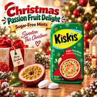 Bonbons à la menthe sans sucre KisKis en gros, saveur fruit de la passion et pêche, pour haleine fraîche, boîte de 21g, cadeau de Noël, friandises de fêtes
