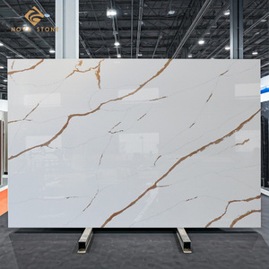 Panel de Pared de Piedra Artificial Moderna NV806, Panel de Cuarzo Duradero con Vetas Dramáticas, Losa de Cuarzo Sintético - Product Image 1