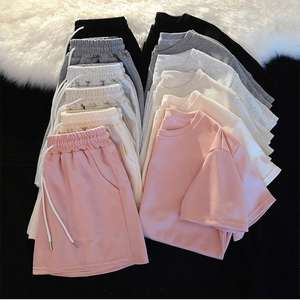 Ensemble 2 pièces pour femmes, t-shirt court et short, hiver, uni, grande taille, confortable, 100% coton, logo personnalisé, plusieurs couleurs, séchage rapide - Product Image 6