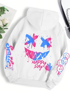 Unisex White Hooded Fleece 100% Cotton <b>Sweatshirt</b> Eco-Friendly Oversized Casual Fit Regular Sleeve Winter Style - Product Image 1