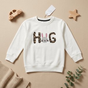 เสื้อสเวตเตอร์คอกลมพิมพ์ลายกระต่าย HUG สำหรับเด็กผู้หญิง แขนยาว - Product Image 1