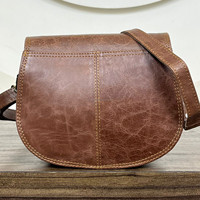 Sac à bandoulière vintage en cuir véritable pour femme, petit sac à main, design classique à rabat, voyage quotidien, élégant sac à main marron