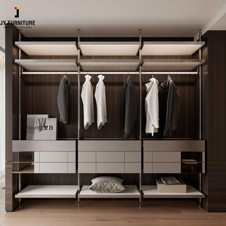 JY Furniture Large Storage RTA Hardwood Carcass Sliding Door Customized Style Bedroom Wardrobe Foldable