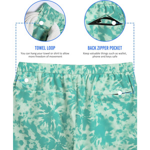 Shorts de Playa para Hombre Drain Sports, Estilo Tie Dye, Secado Rápido, Cintura con Cordón, Diseño Casual, Estampado Verde - Product Image 5