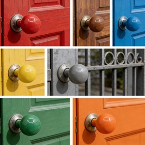 Handmade Wholesale Ceramic Drawer Knobs <b>Red</b> Yellow <b>Kitchen</b> Cabinet Knobs Floral Furniture Knobs Ceramic Round Door Knob - Product Image 6