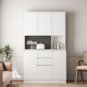 74\" Modern Freestanding <b>Pantry</b> Cabinet with Charging Station Buffet Cupboard Sideboard Drawer <b>Kitchen</b> Cabinets - Product Image 1
