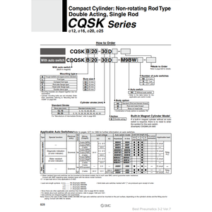 Cylindre compact pneumatique SMC CQSKB25-50D pièces pneumatiques de haute qualité - Product Image 1