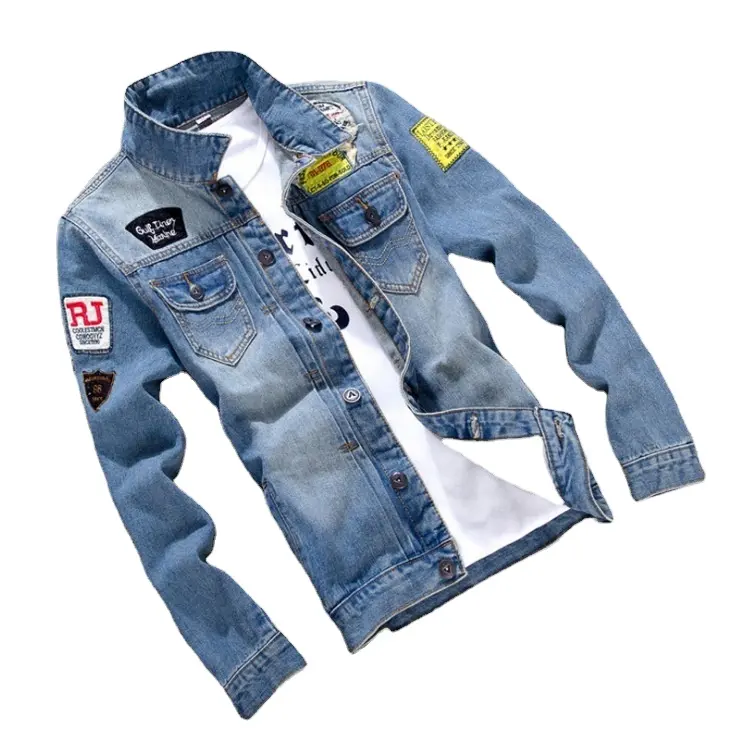 Cheap wholesale latest hot selling fancy denim Men's cotton make jeans jacket jacket men