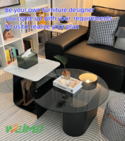 Table basse de luxe nordique en marbre avec plateau en verre, pieds personnalisables, ensemble table basse et table à thé, table basse ronde moderne