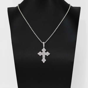 Collar con Colgante de Cruz de Diamante Moissanite VVS, Chapado en Oro de 18K, Plata 925, Joyería Hip Hop para Niños y Niñas - Product Image 5