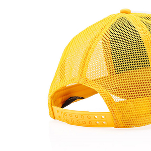 White Yellow Trucker <b>Cap</b> 6-Panel Mesh Fabric Adjustable Unisex Casual Spring Summer <b>Hat</b> - Product Image 6