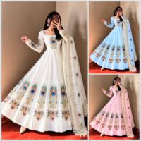 Robe Anarkali en soie Fendy de style pakistanais traditionnel, brodée, longue jusqu'au sol, pour femmes, pour les fêtes et les mariages, disponible en plusieurs couleurs