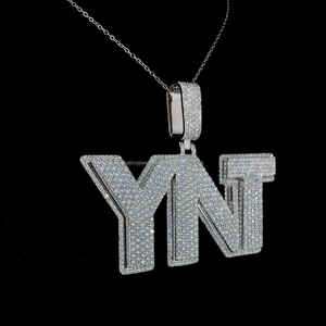 Personalizado nombre letra VVS Moissanite diamantes colgantes fábrica al por mayor 925 joyería de plata para hombres y mujeres - Product Image 4