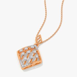 Collar con Colgante de Diamante Cultivado en Laboratorio en Forma de Cometa Geométrica, Color Oro Rosa - Product Image 2