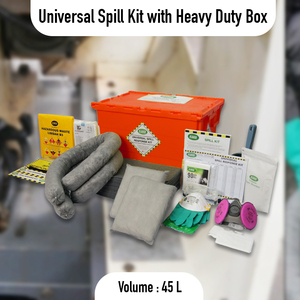 Industrial Universal Spill Kit 45L with Heavy Duty <b>Box</b> Absorbent Pads <b>Socks</b> Spill Response Kit for Oil Chemical Lab Warehouse - Product Image 2