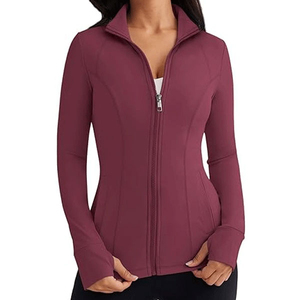 Lightweight Stretch Fabric <b>Women's</b> Gym <b>Jacket</b> Full Zip Sports Top Cropped fit Running Workout OEM Apparel Factory Private Label - Product Image 3