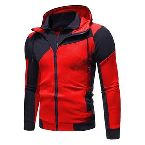 Diseño único con capucha Última moda Manga larga Patchwork Pullover Hombre Cremallera Sudaderas Premium Mezcla de algodón Zip Front Sudaderas - Product Image 5