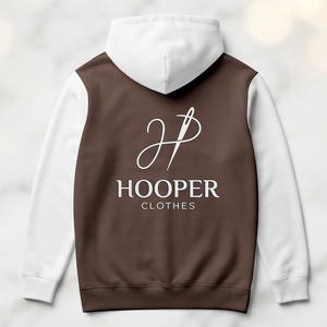 Sudadera con Capucha para Hombre, Color Marrón-Blanco, Diseño Personalizado, Poliéster/Algodón Transpirable, Ropa Hooper Sostenible, Superventas - Product Image 3