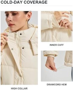 Chaqueta de Invierno Impermeable para Mujer, Acolchada, con Capucha, Gruesa, Resistente al Viento, Cálida, Color Crema, Ropa de Invierno para Mujer, OEM - Product Image 3