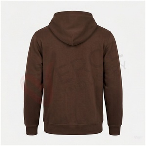 Sweat-shirt à capuche marron pour homme, manches longues, couleur unie, coupe décontractée, fermeture à cordon, poche avant, vêtement d'automne - Product Image 2