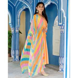 Ensemble de costume en mousseline de soie couleur pêche pâle - Taille XS - Product Image 3