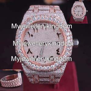 Luxury Rose Gold Moissanite <b>Watch</b> Date Display Iced Out Diamond <b>Mechanical</b> <b>Watch</b> Automatic <b>Watch</b> <b>for</b> <b>Men</b> - Product Image 5