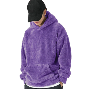 <b>Men's</b> Purple <b>Sherpa</b> Fleece <b>Hoodie</b> Oversized Solid Color Kangaroo Pocket Winter Sweatshirt oversized <b>hoodie</b> 2026 - Product Image 1