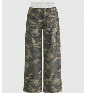 Pantalones Vaqueros Cargo de Camuflaje Personalizados para Mujer, Cintura Alta, Pierna Ancha, Estilo Urbano, Fabricante Mayorista OEM ODM - Product Image 3