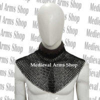 Collier en maille de fer fait main en acier doux à anneaux rivetés plats, armure de chevalier, costume d'historie pour adulte unisexe