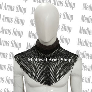 Collier en maille de fer fait main en acier doux à anneaux rivetés plats, Gorgue de chevalier, Costume d'historien unisexe pour adulte - Product Image 6