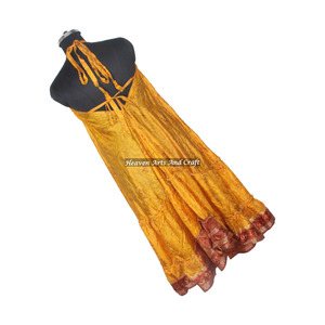 Nuevo Vestido Maxi de Seda Sari Vintage Hecho a Mano en India, Estilo Bohemio 2026, Elegante Vestido de Noche sin Mangas para Mujer - Product Image 2