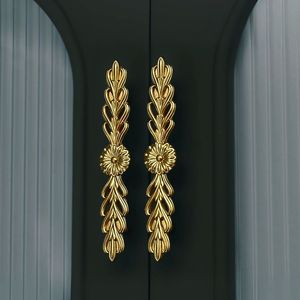 Premium Brass Floral Wardrobe Handle Decorative Cabinet Door Pull Luxury Home Furniture Hardware Manufacturer for Home Hotel Use - Product Image 5