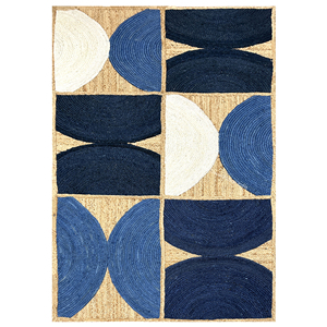 Alfombra de Yute Orgánico 100% Tejida a Mano NYKO MART JR-17F, 8x10 pies, Grande, Natural, Estilo Boho, Antideslizante, Ecológica, con Diseño Geométrico - Product Image 1