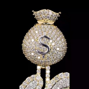 Custom Money Bag Name <b>Pendant</b> 14K <b>Solid</b> <b>Gold</b> Lab Grown Diamond Hip Hop Iced Out Personalized <b>Pendant</b> - Product Image 5
